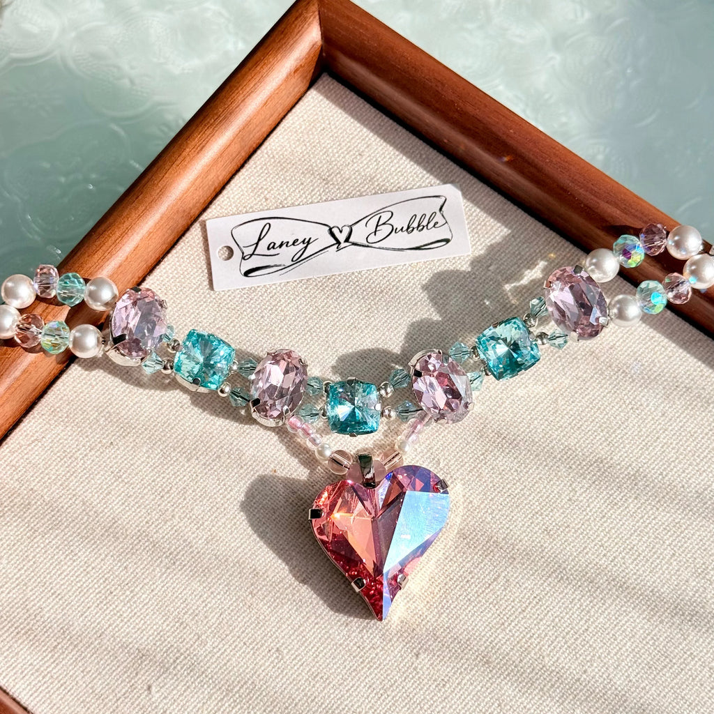 Rosewater Heart Crystal Necklace
