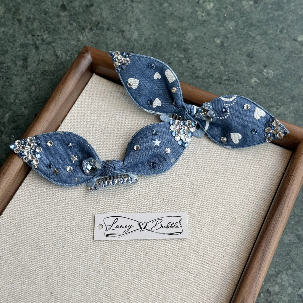 Denim Bunny-Ear Snap Clip image 1