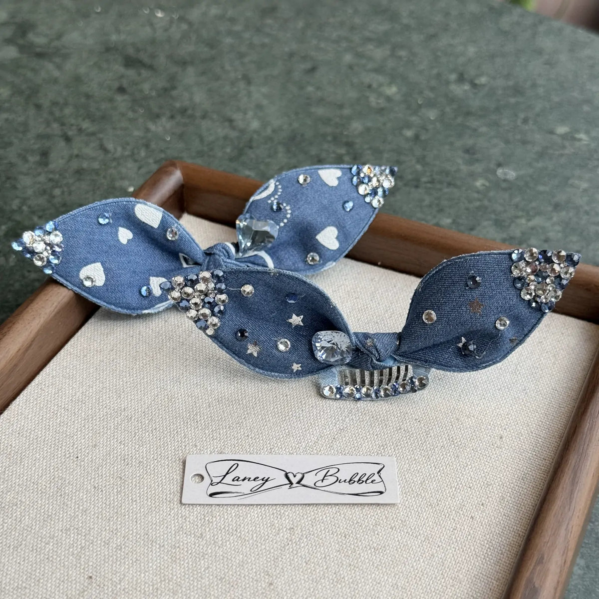 Denim Bunny-Ear Snap Clip image 2