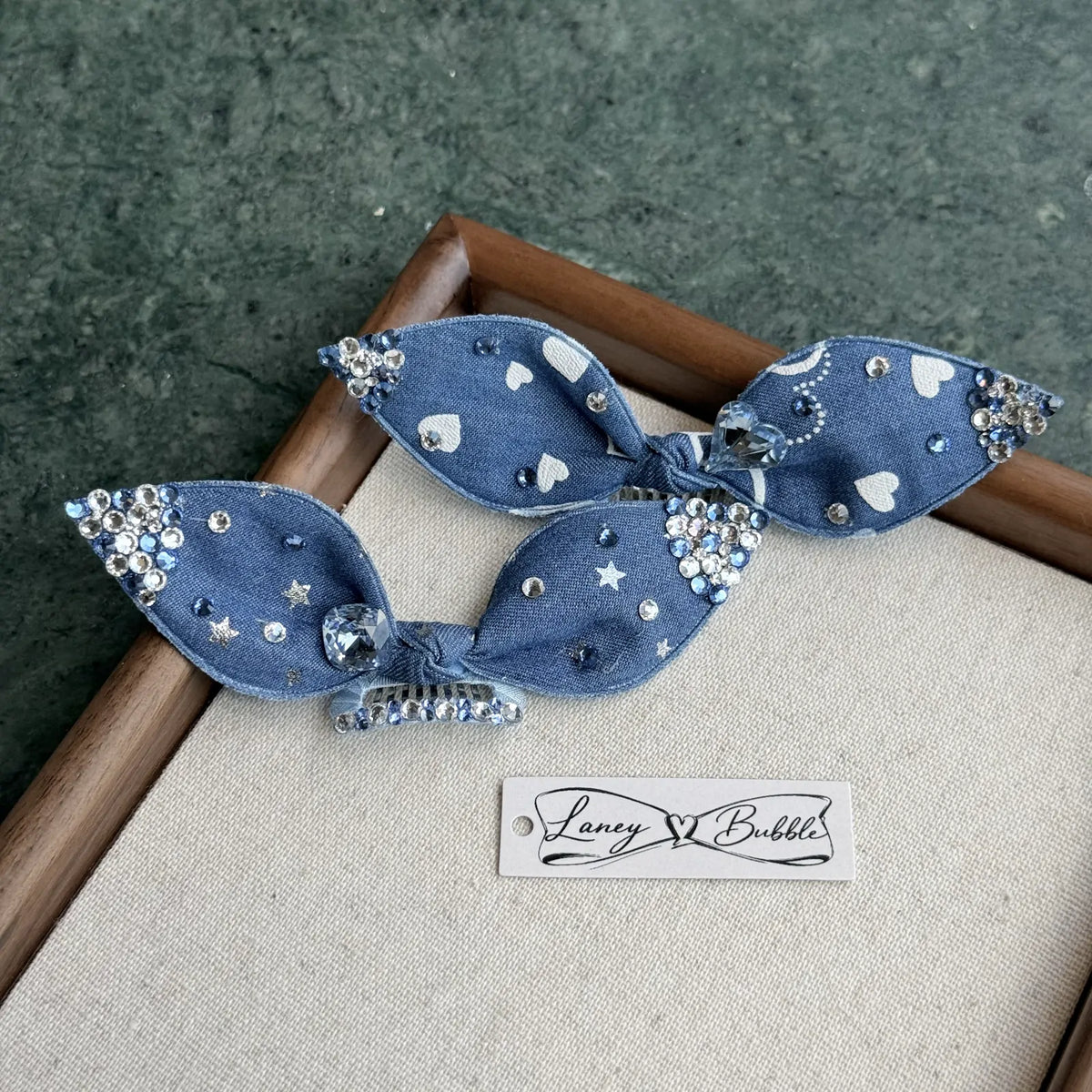Denim Bunny-Ear Snap Clip image 3
