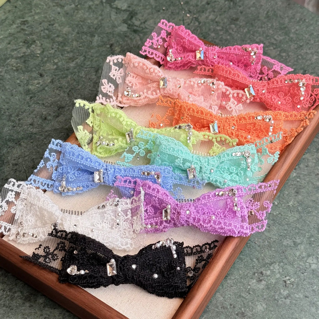 Rhinestone Lace Bow Snap Clip image 1