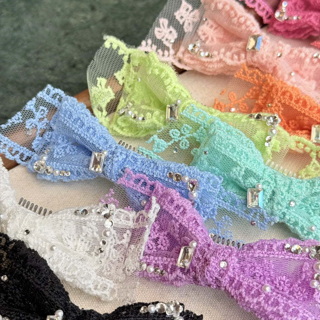 Rhinestone Lace Bow Snap Clip image 4