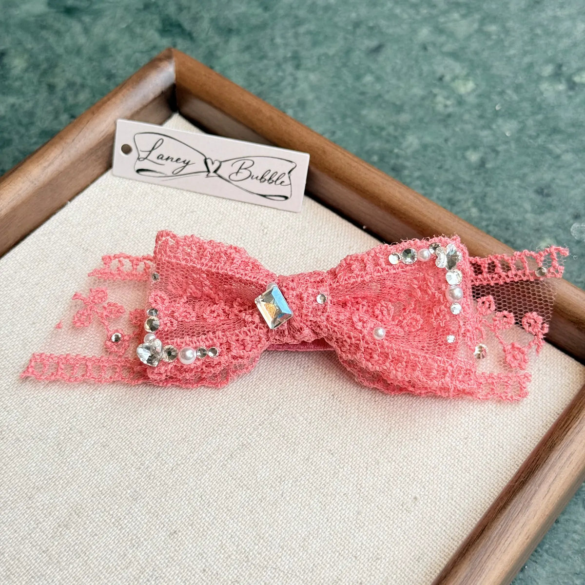 Rhinestone Lace Bow Snap Clip image 7