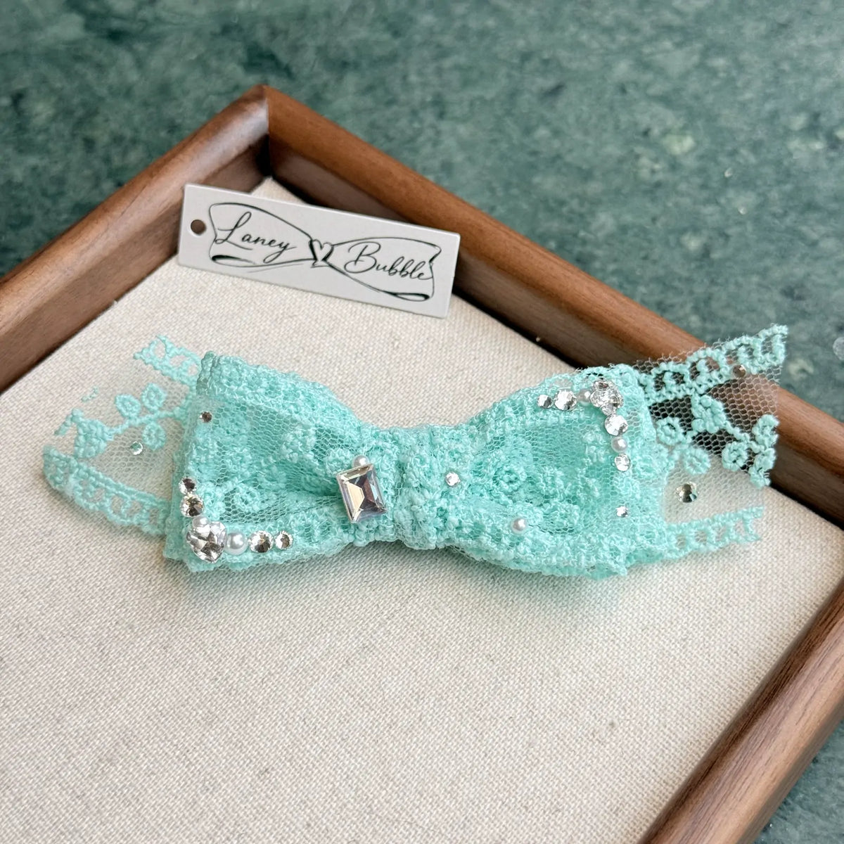 Rhinestone Lace Bow Snap Clip image 10