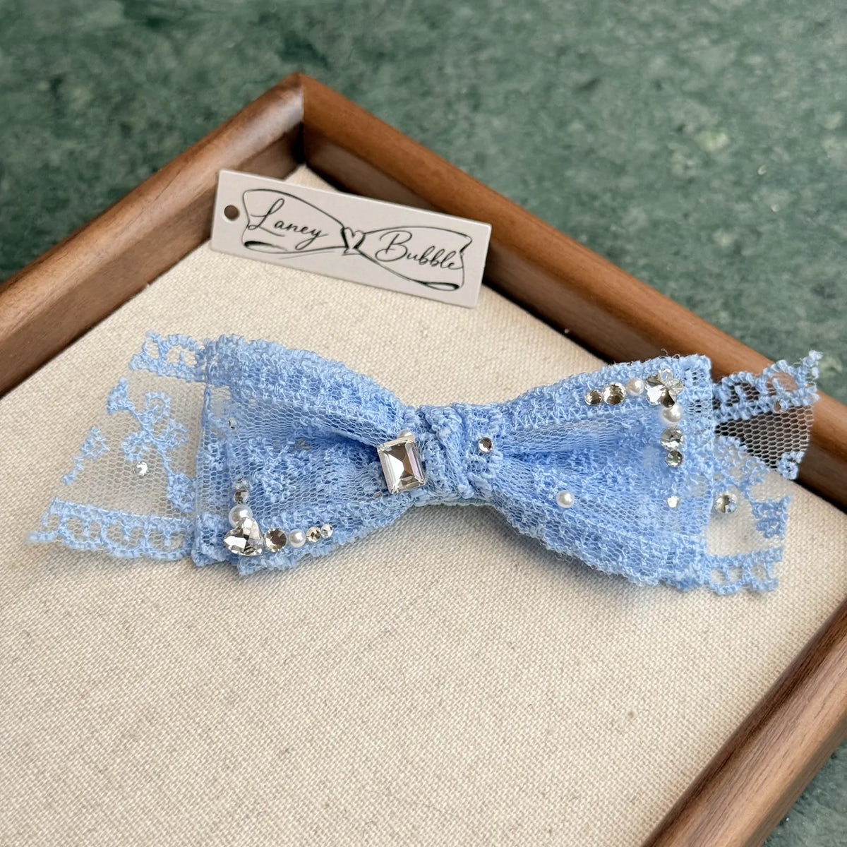 Rhinestone Lace Bow Snap Clip image 11