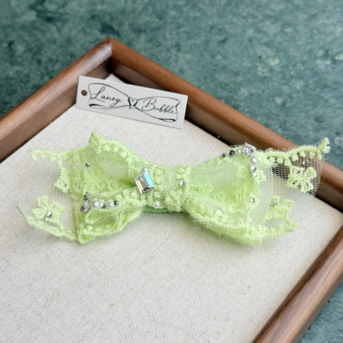Rhinestone Lace Bow Snap Clip image 13