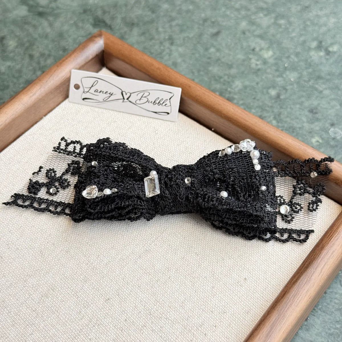 Rhinestone Lace Bow Snap Clip image 15