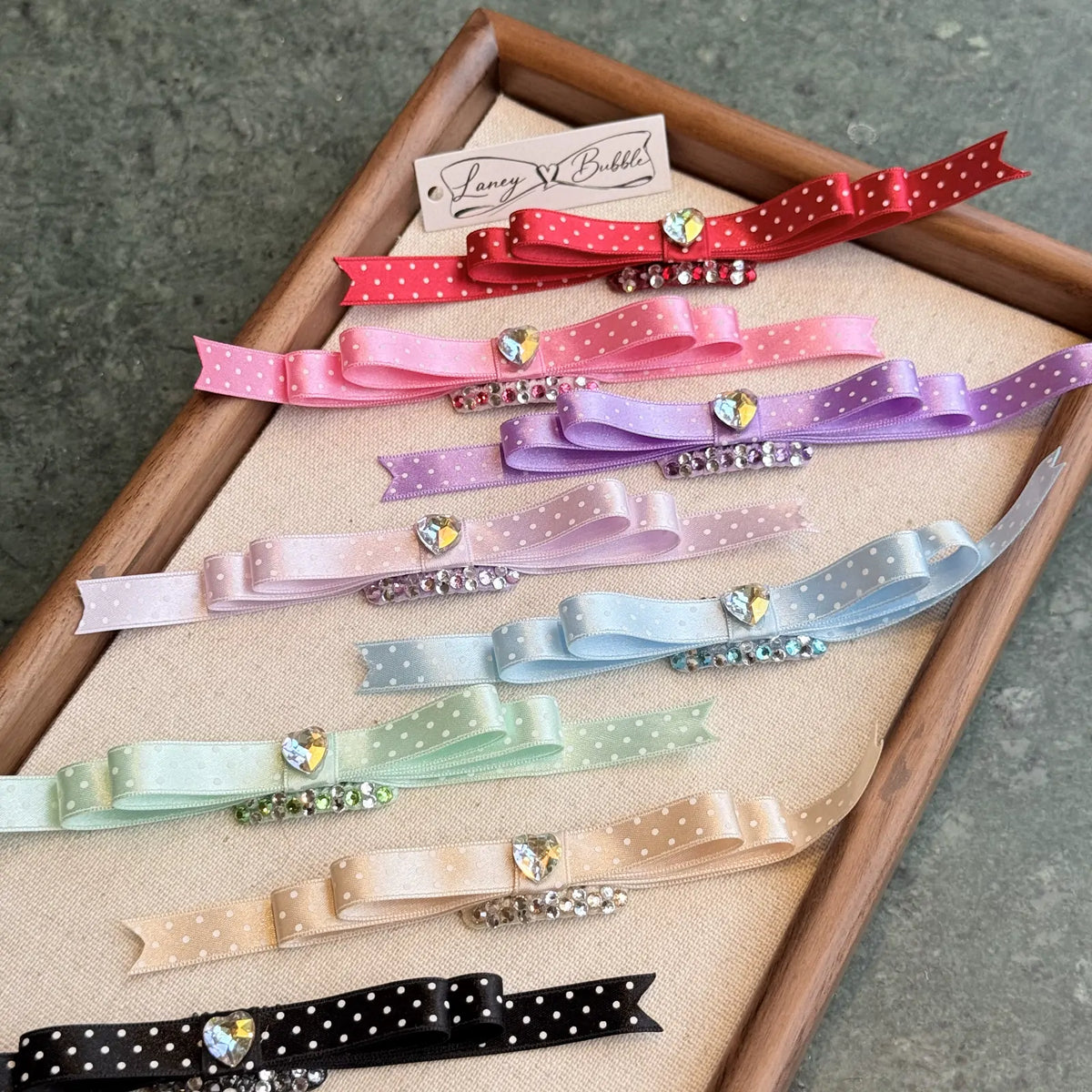 Polka Dot Heart Ribbon Bow Snap Clip image 2