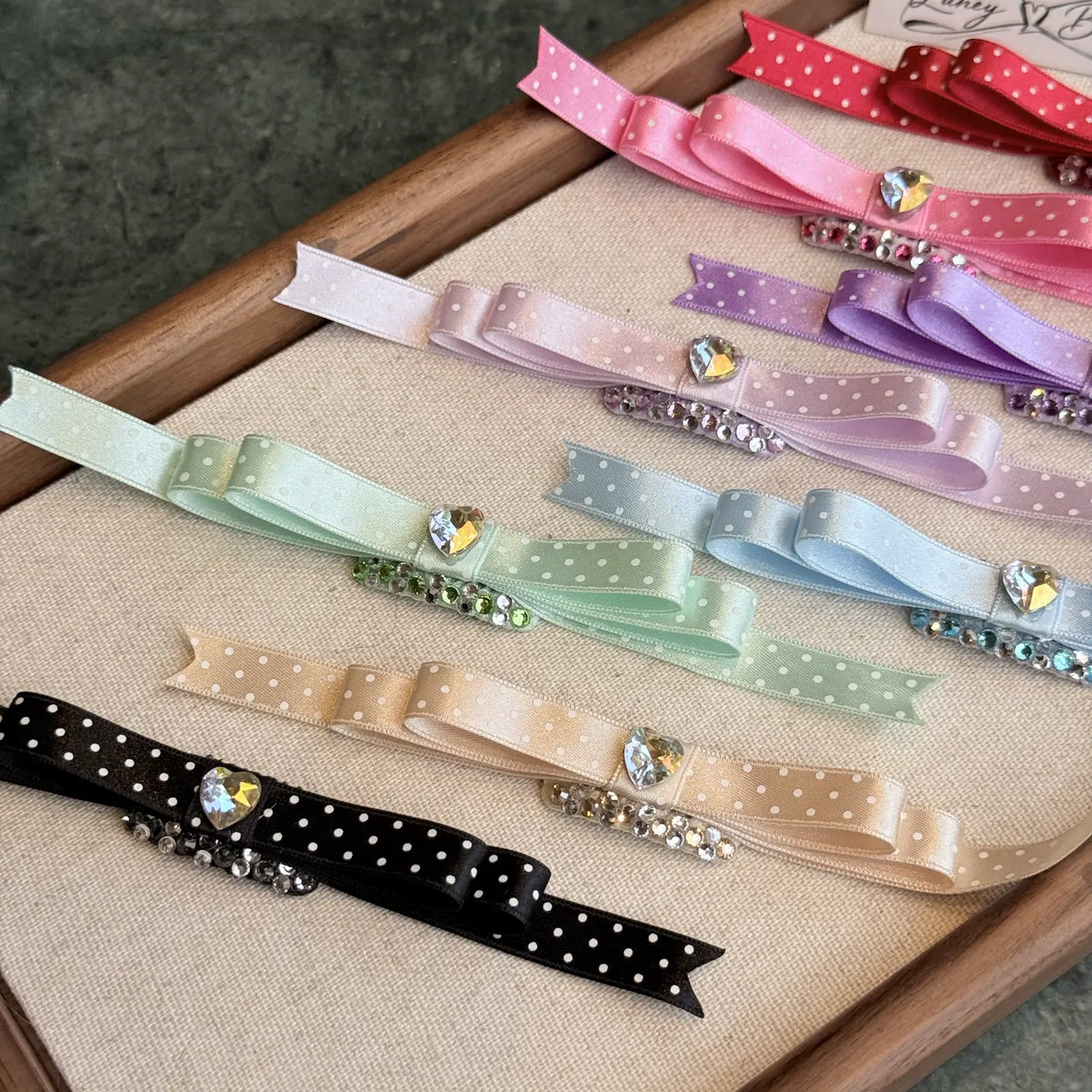 Polka Dot Heart Ribbon Bow Snap Clip image 4