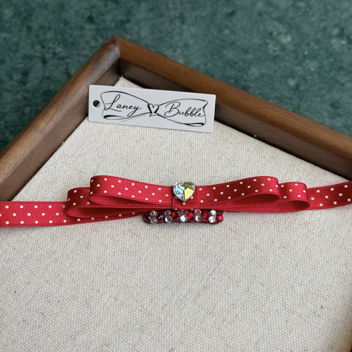 Polka Dot Heart Ribbon Bow Snap Clip image 5