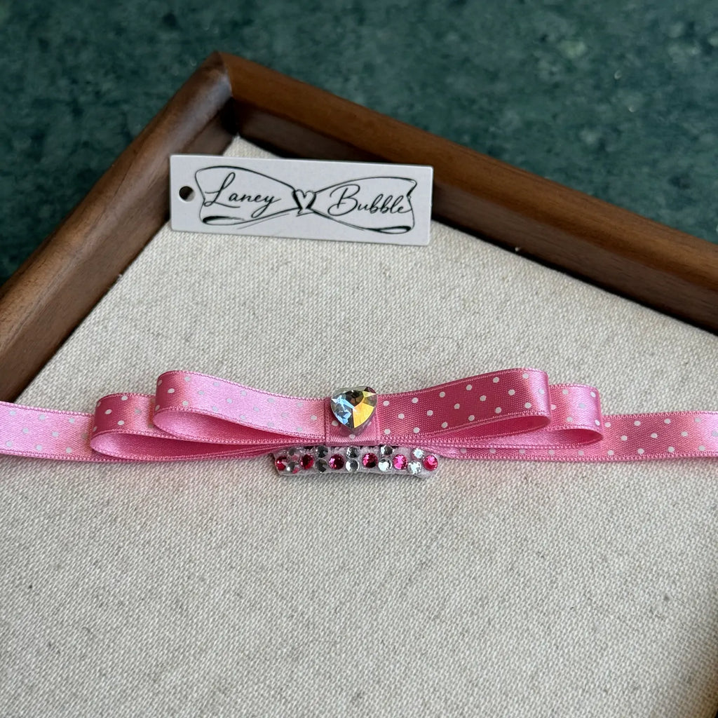 Polka Dot Heart Ribbon Bow Snap Clip image 6