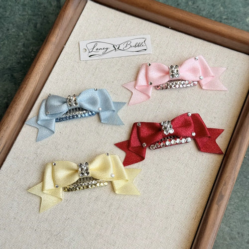 Elegant crystal ribbon bow snap clip image 1