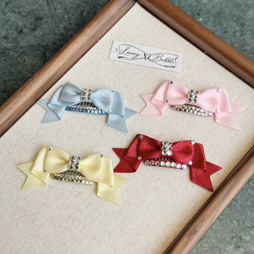 Elegant crystal ribbon bow snap clip image 2