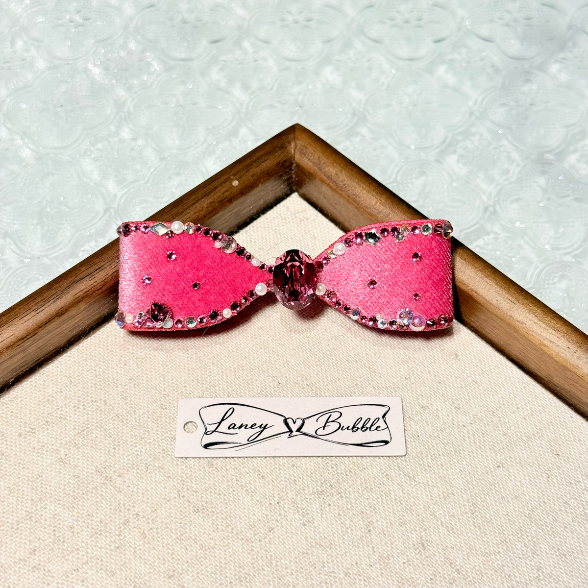 Cerise Pink Aurora Crystal Couture Bow Clip