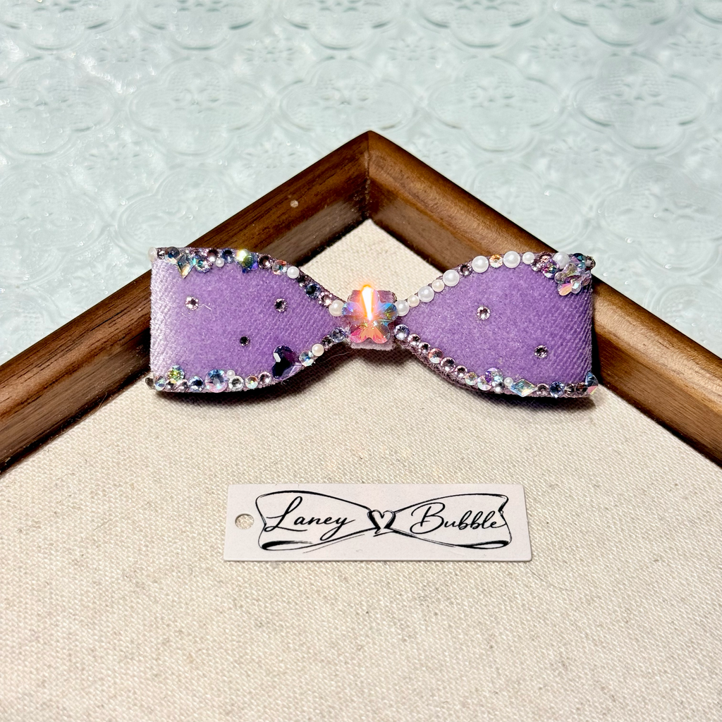 Velvet Lilac Aurora Crystal Couture Bow Clip