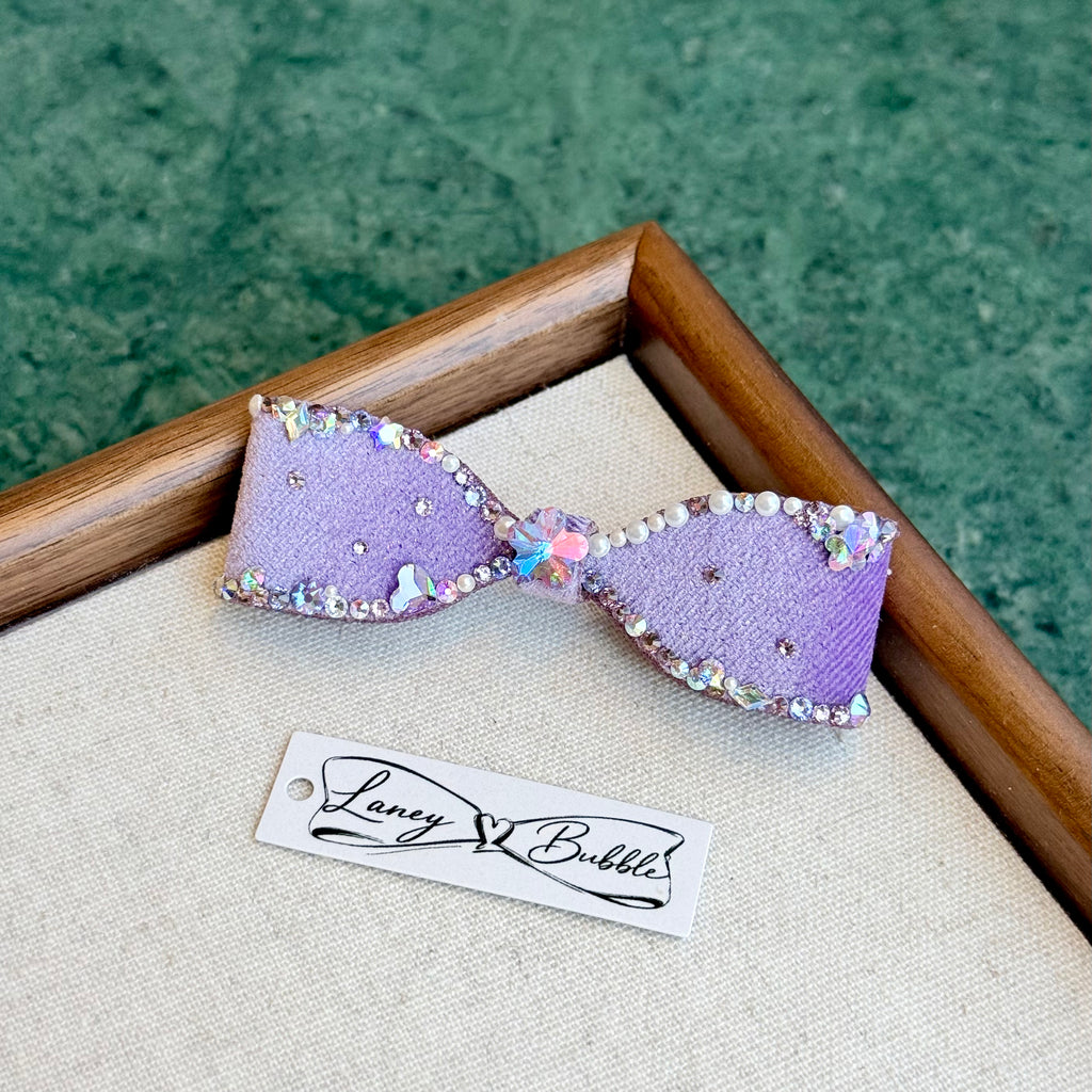 Velvet Lilac Aurora Crystal Couture Bow Clip
