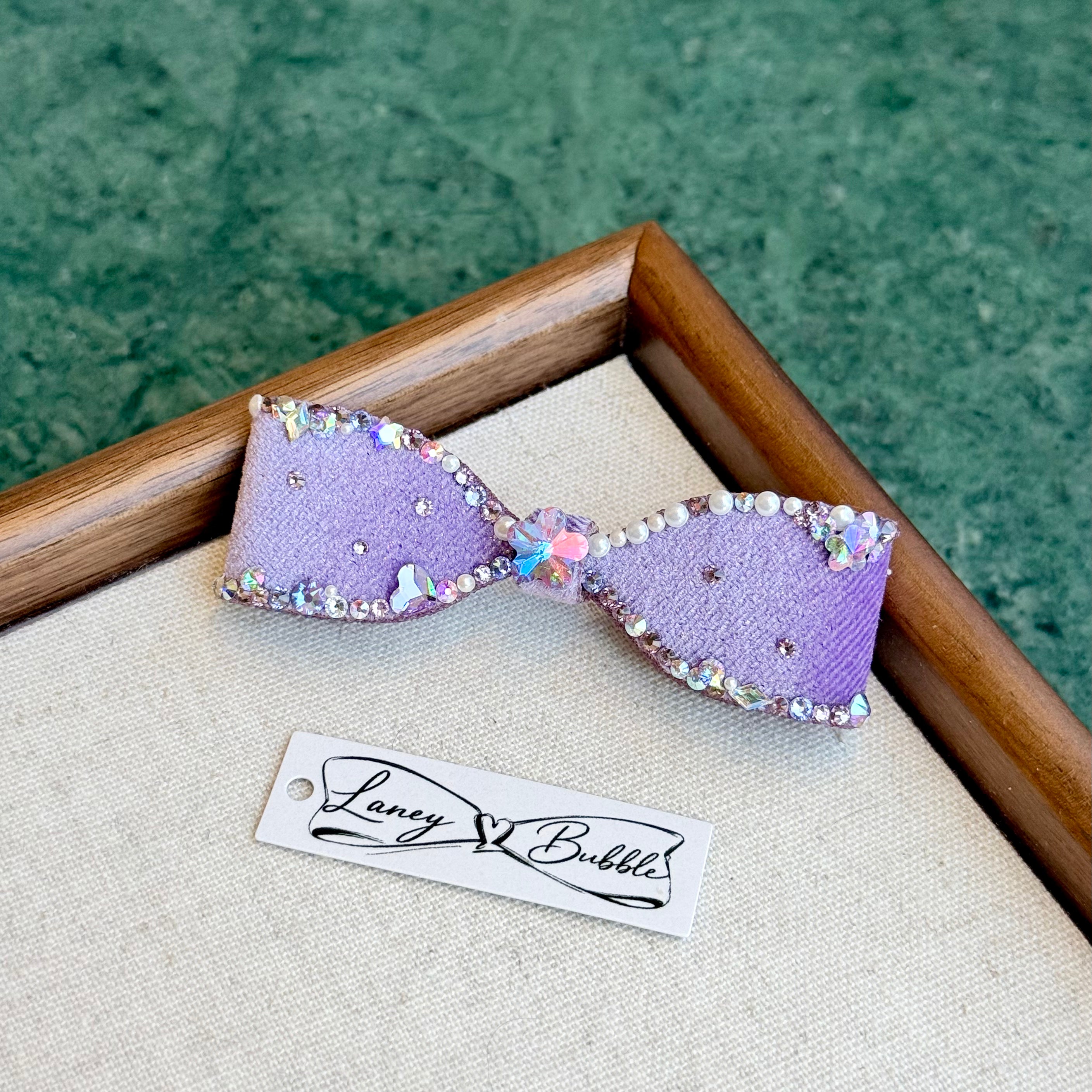 Velvet Lilac Aurora Crystal Couture Bow Clip