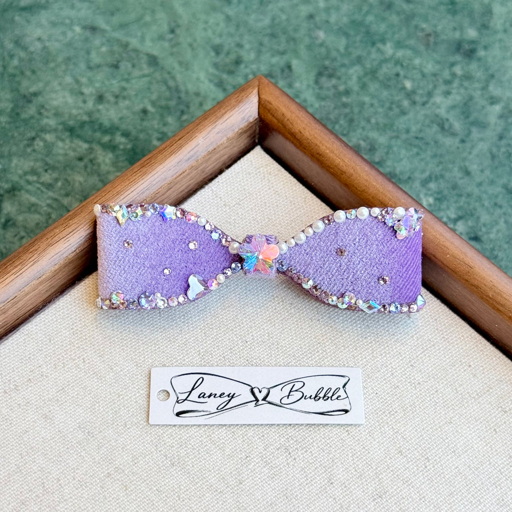 Velvet Lilac Aurora Crystal Couture Bow Clip