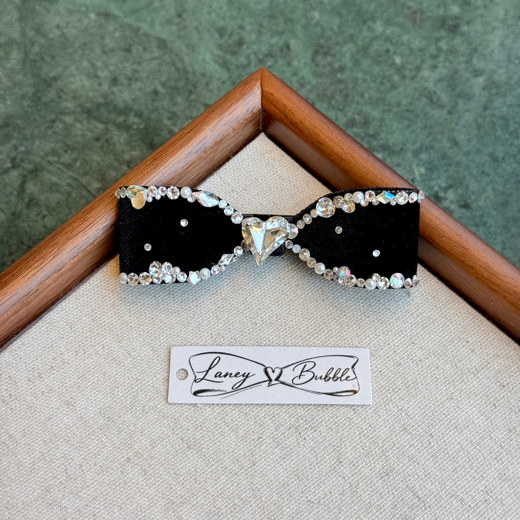 Midnight Black Aurora Crystal Couture Bow Clip