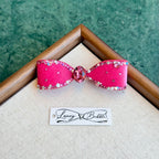 Cerise Pink Aurora Crystal Couture Bow Clip