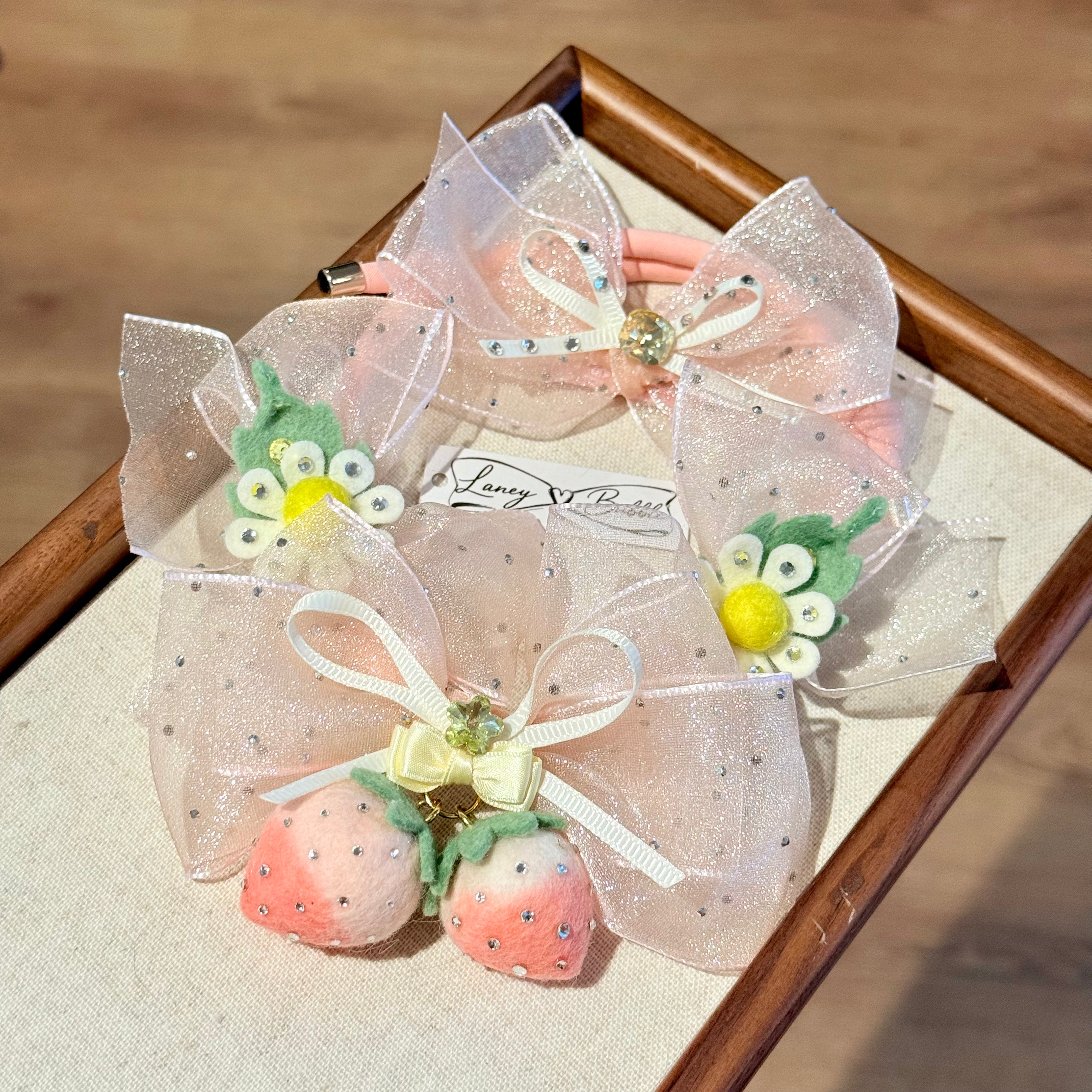 Strawberry Felt & Crystal Necklace