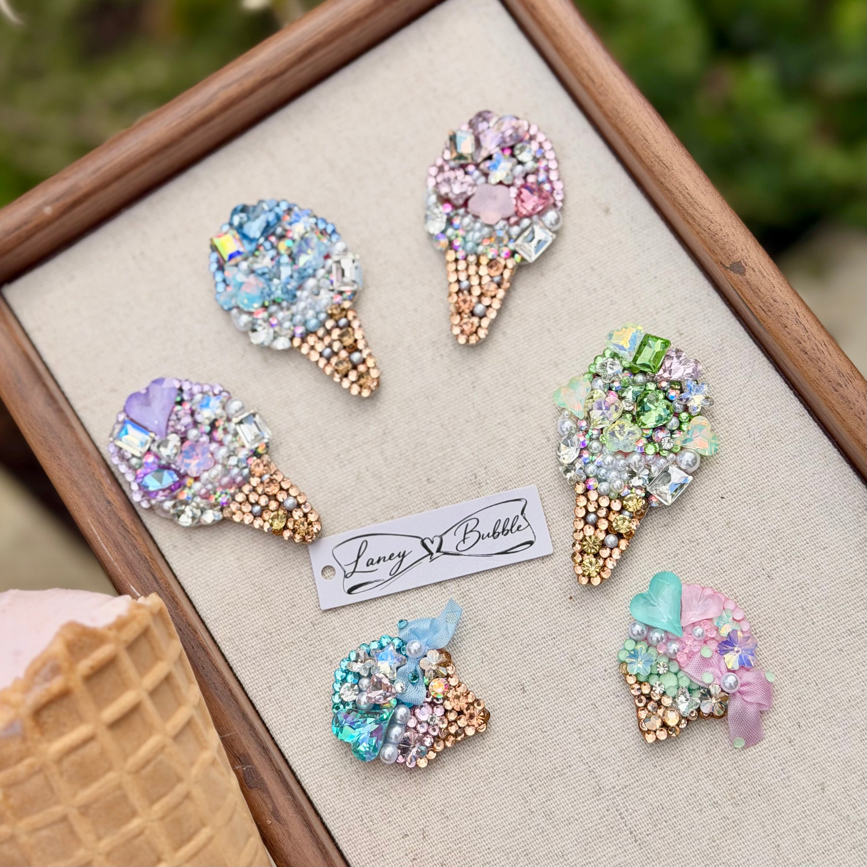 Pastel Gem Ice Cream Cone Clip