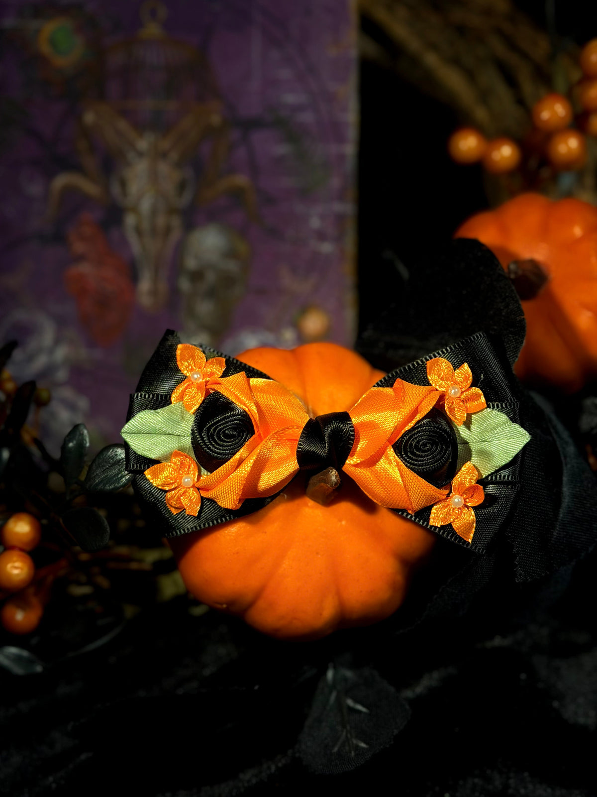 Halloween Rose Dog Bow Tie