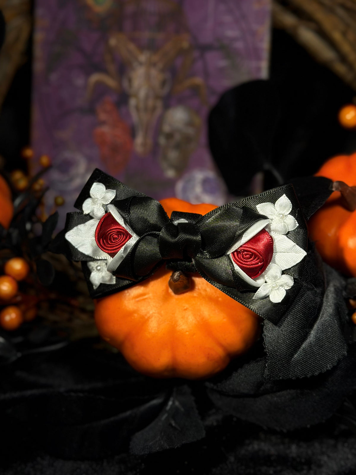 Halloween Rose Dog Bow Tie