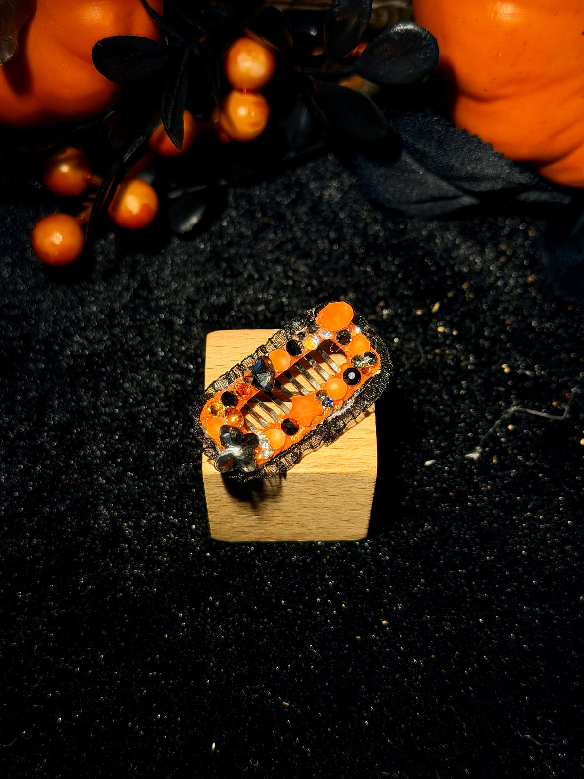 Halloween Lace & Rhinestone Grooming Clip