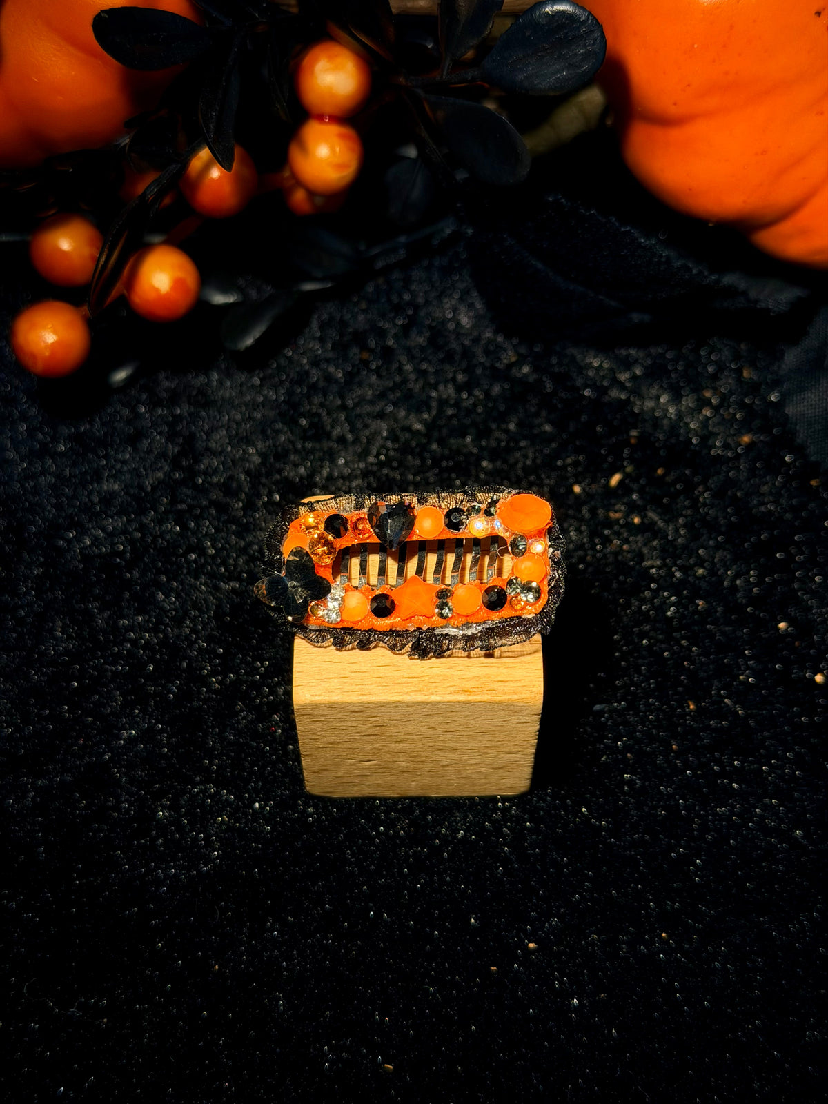 Halloween Lace & Rhinestone Grooming Clip