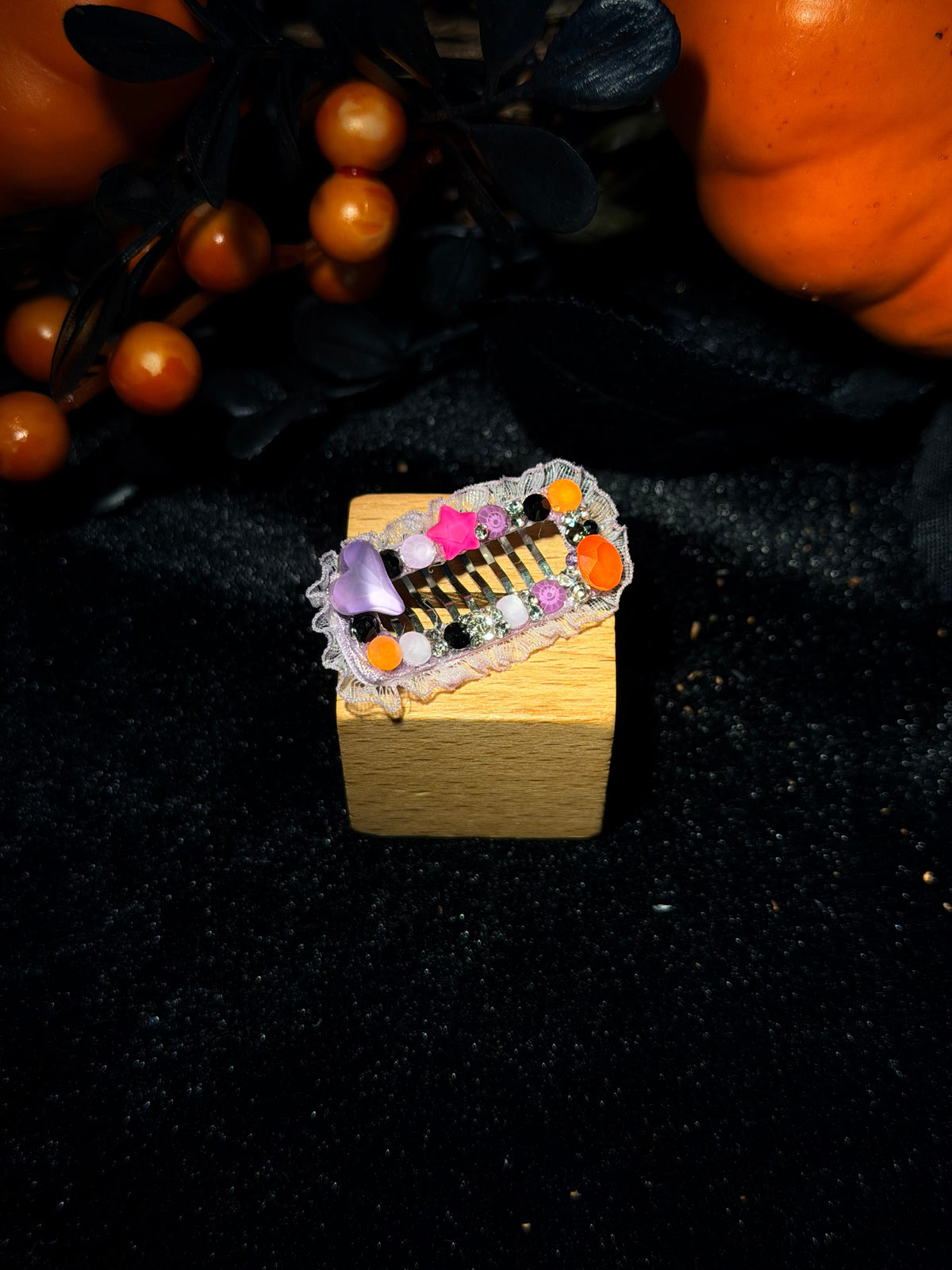 Halloween Lace & Rhinestone Grooming Clip