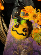 Wicked Pumpkin Floral Dog Necklace