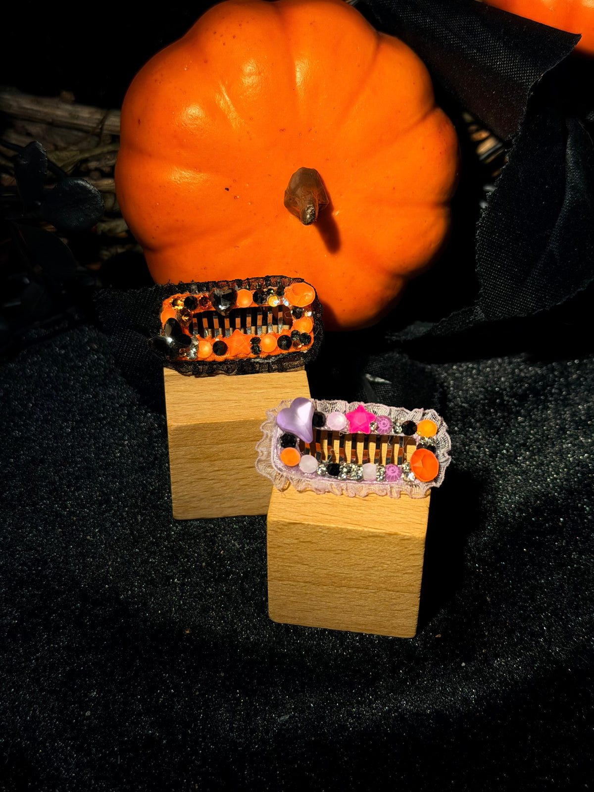 Halloween Lace & Rhinestone Grooming Clip