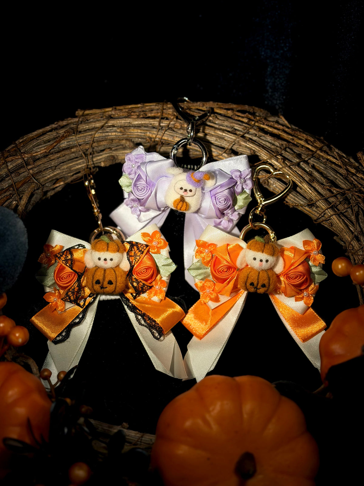 Pumpkins & Spells Halloween Ribbon Dog Bow