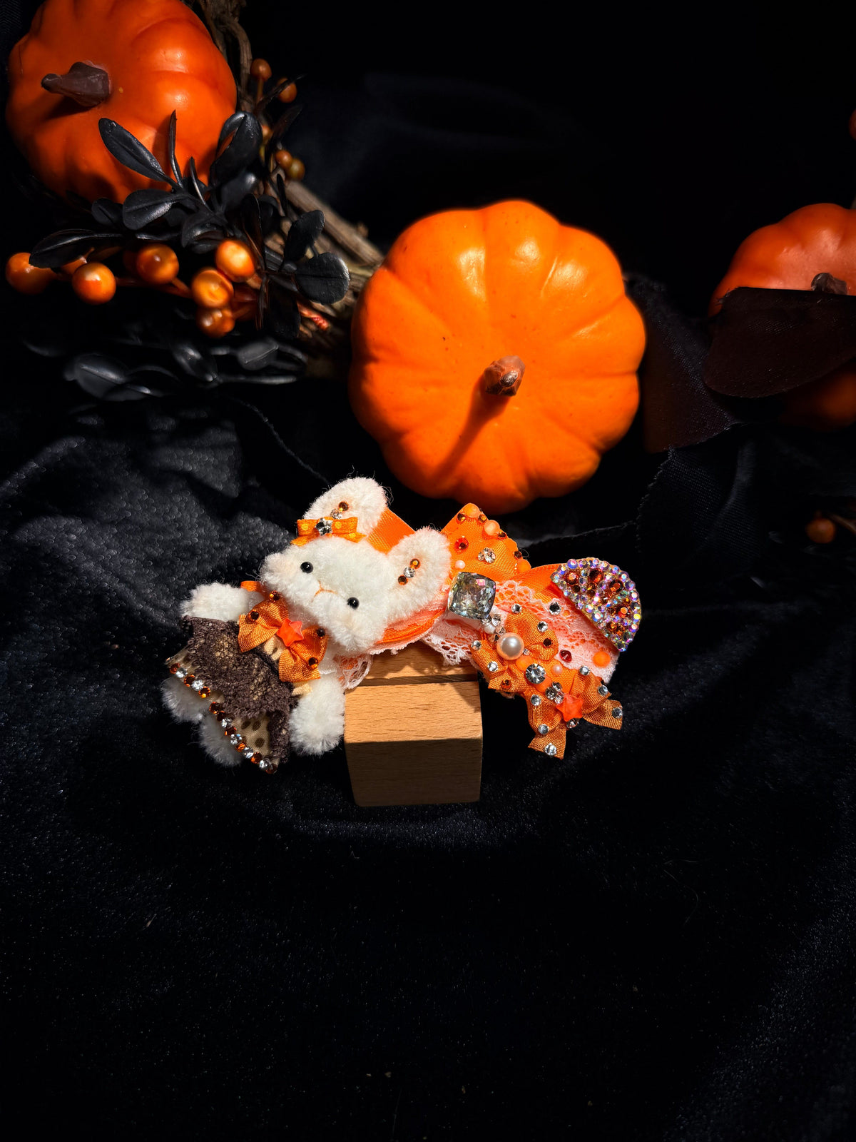 Halloween Plush Bunny Bow Clip