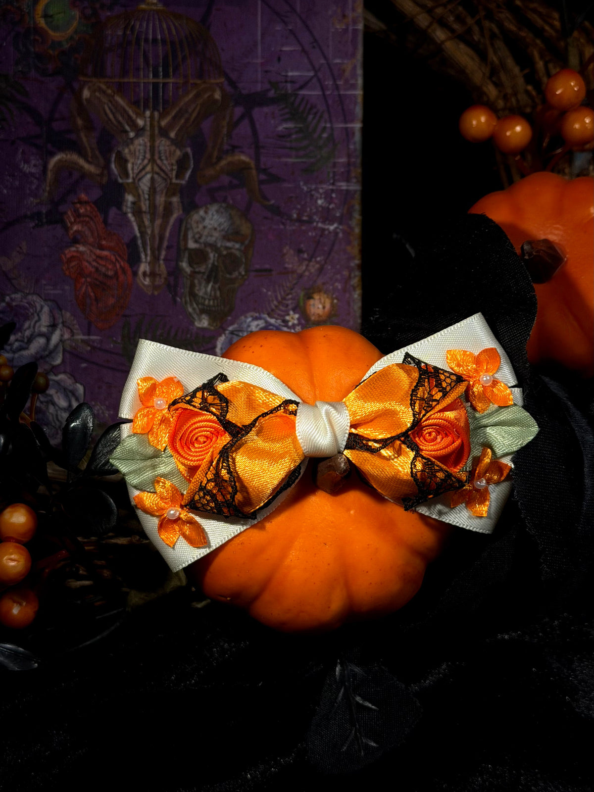 Halloween Rose Dog Bow Tie