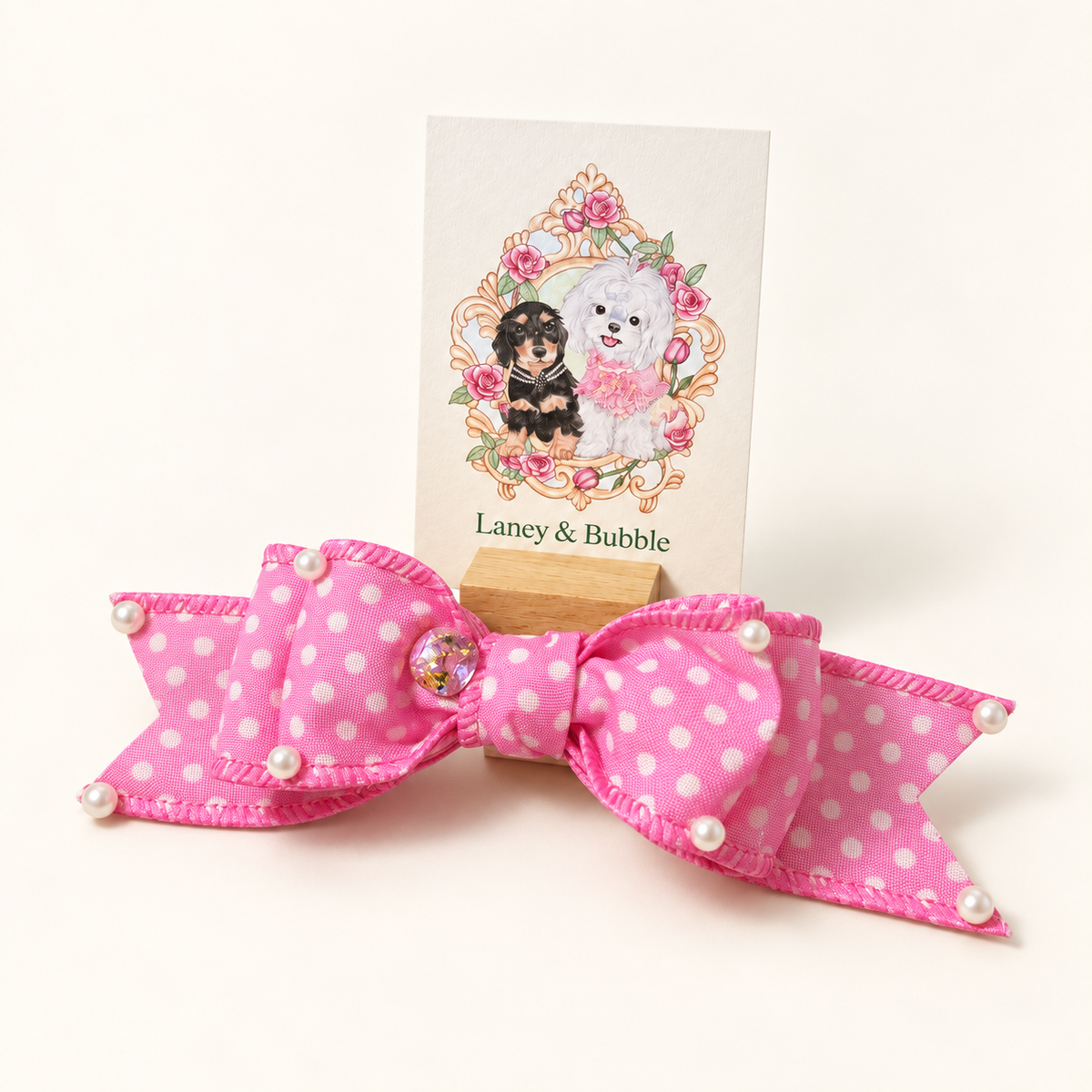 Pink Polka Dot Wired Bow Clip