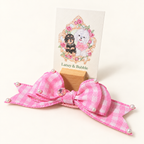Pink Gingham Wired Bow Clip